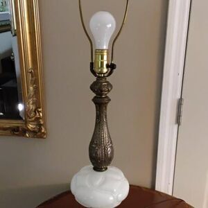 Vintage+Cambridge+Lamp+with+Milk+Glass+and+Brass